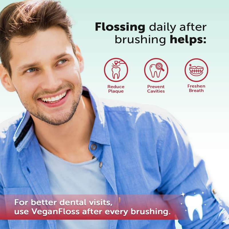 Eco-Dent VeganFloss Dental Floss, Waxed, Cinnamon - Floss with Vegan