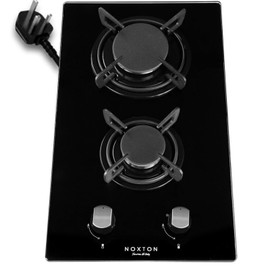 Noxton Gas Cooktop 2 Burner, 12 inch LPG/NG Dual Fuel Built-in Gas Stove Top, Tempered Glass Propane Cooktop for RVs, Apartments, Outdoor