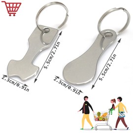 4 Pcs Shopping Trolley Coin Universal Shopping Trolley Token Trolley Token Keyrings Shopping Trolley Removable Key Stainless Steel Shopping Cart Keychain For Shopping Carts, Two Models Trolley Tokens