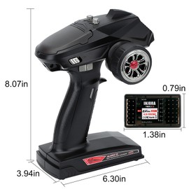 INJORA RC Transmitter 2.4GHz 6CH Controler and Receiver for 1/8 1/10 RC Car Boat Tanks Crawler TRX4 SCX10 Upgrade Parts(T6DC)