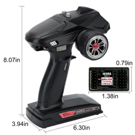 INJORA RC Transmitter 2.4GHz 6CH Controler and Receiver for 1/8 1/10 RC Car Boat Tanks Crawler TRX4 SCX10 Upgrade Parts(T6DC)