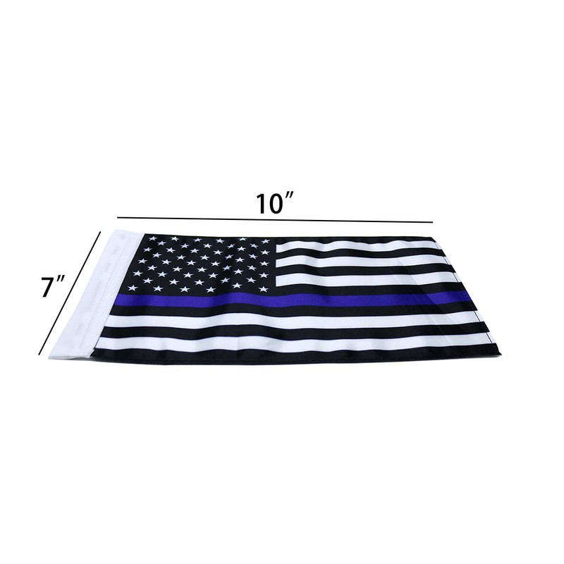 Motorcycle American Flag 7"x10" Thin Blue Line Flag Double-Sided Motorcycle