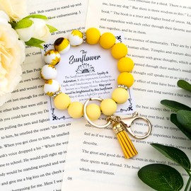 Lervuh Inspirational Bracelets for Women Spinning Sunflower Bracelet Sunflower Gifts for Women Sunflowers Keychain Christmas Stocking Stuffers Birthday Gifts for Sunflowers Lovers Daughter Niece