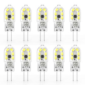YUIIP G4 LED Bulb, AC/DC 12V JC G4 Bi Pin Bulb, G4 20W Halogen Bulb Replacement, Daylight White 6000K Landscape Bulb, Non-Dimmable, 10-Pack