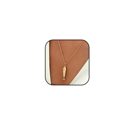 Asiamist Gold Fish Necklace for Women Funny Fish Pendant Necklaces Long Sardine Necklace Trendy Beach Necklaces Dainty Ocean Jewelry, Large Size, Metal, No Gemstone