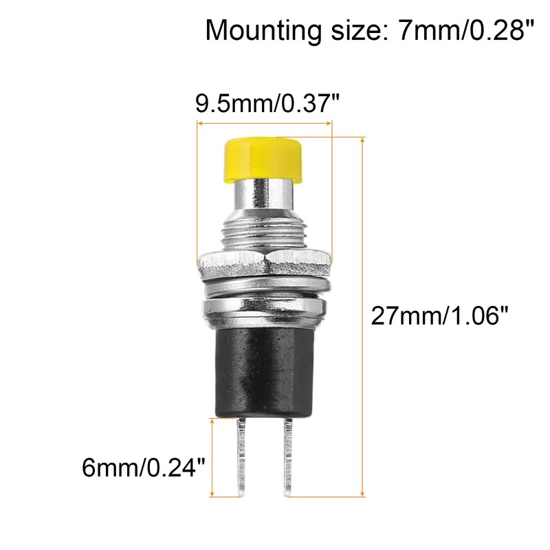 sourcing map 20 Pcs 1A 250V AC 7mm Mini Momentary