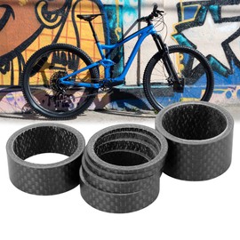 X AUTOHAUX 6pcs Headset Spacer Matte Black Carbon Fiber Handlebar Stem Spacers Fit 1 1/8 Inch Stem for MTB Mountain Road Bikes Bicycle Cycling 2 3 5 10 15 20mm