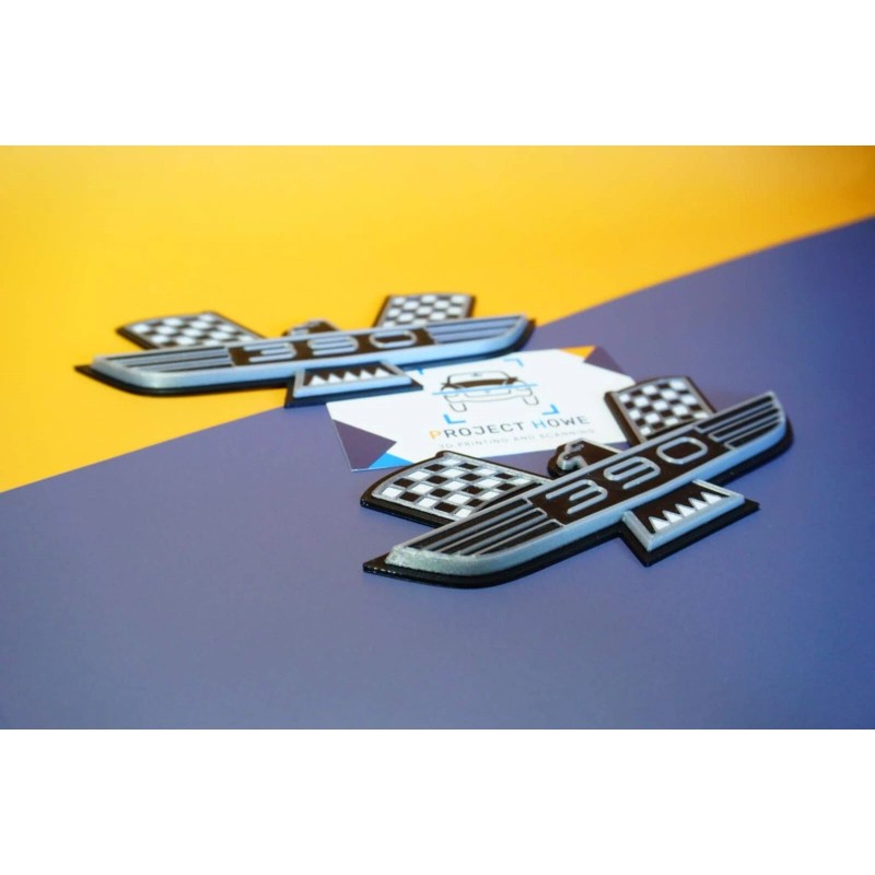 Project Howe Ford Thunderbird 390 Emblem PAIR - BLACK SILVER