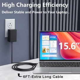 UL Listed 12V 3A AC/DC Adapter Compatible with VGKE F15 C15 B15 15.6" Full HD B14 Pro B14 Air 14.1" B12 Pro 12.3" 12.6" 2-in-1 Windows 11 Laptop 12VDC 3.0A Power Supply Cord Battery Charger PSU