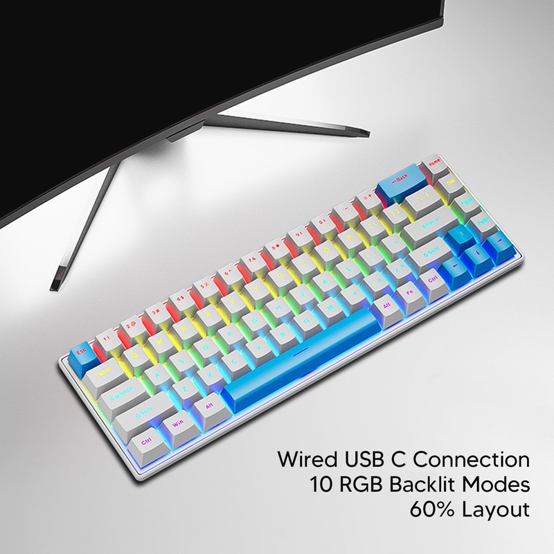 Gaming Keyboard USB 68 Keys Blue Switch N Key Rollover