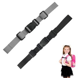 Adjustable Chest Strap Backpack, Pack of 2 Chest Strap for School Bag, Chest Strap Backpack Children's Set, Non-Slip Durable Chest Strap, Nylon Chest Strap with Buckle, for Outdoor Travel (Black +