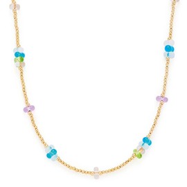Leonardo Jewels Emina 022436 Necklace Stainless Steel with Miyuki Berry Beads Gold Turquoise Purple 70-75 cm Filigree Women's Jewellery 1 Piece, Stainless Steel, No Gemstone