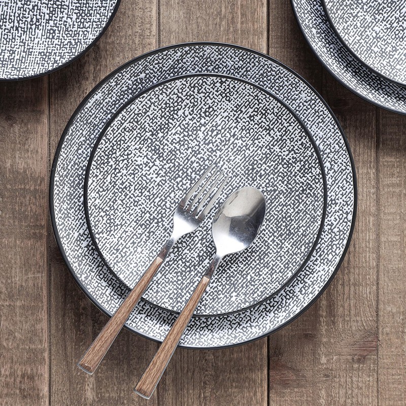 Stone Lain Sophie Rustic Stoneware Dinnerware Service for 4, Black