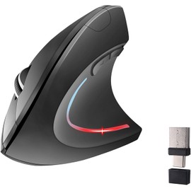 KUYHRF Ergonomic Vertical Wireless Mouse - USB C Dual Interface, Multi-Device Compatible, Reduces Hand Fatigue for PCs and Laptops, for Friends and Family (Black)