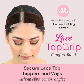 MILANO COLLECTION LaceTop Grip Comfort Band for Toppers Hair & Wiglets, NonSlip, Glueless Velvet Wig Band for Large Base Hairpieces, Adjustable Top Grip for Hair Topper & Wigs, Brown, Large