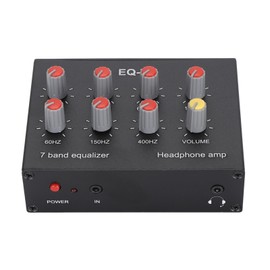 7 Band Sound Equalizer, Digital Equalizer 12db High Bass Adjustment DC5V-12V Plug and Play 5.5x2.1 Interface for Sound Equipment