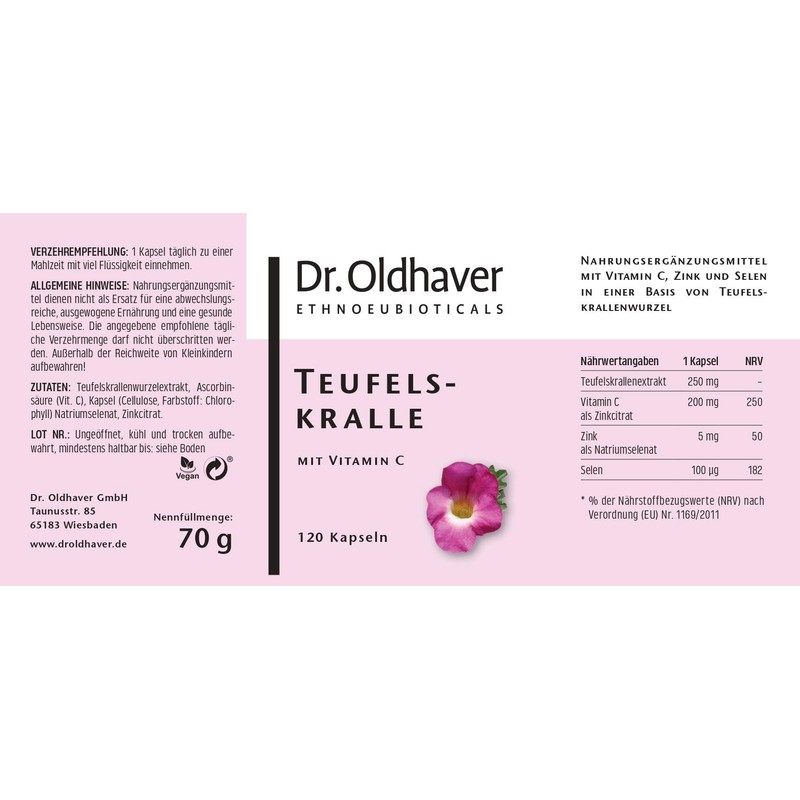 Dr. Oldhaver Devil's Claw (120 Capsules) Extract of Devil's Claw