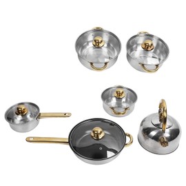 12pcs Pots and Pans Set, Stainless Steel Induction Kitchen Cookware Set with Detachable Handle, Dishwasher Non Stick Cooking Set with Frying Pan, Saucepans, Stockpots (Gold