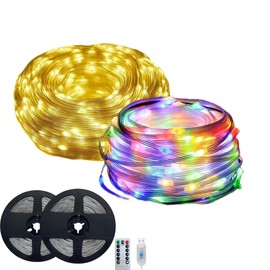 Clearhill 2pack Fairy Lights 10M/32 FT Colorful and Warm 100LED USB Soft Wire String Lights, Waterproof with Remote & Timer, 8 Modes Lights for Christmas Tree, Indoor Outdoor Decoration
