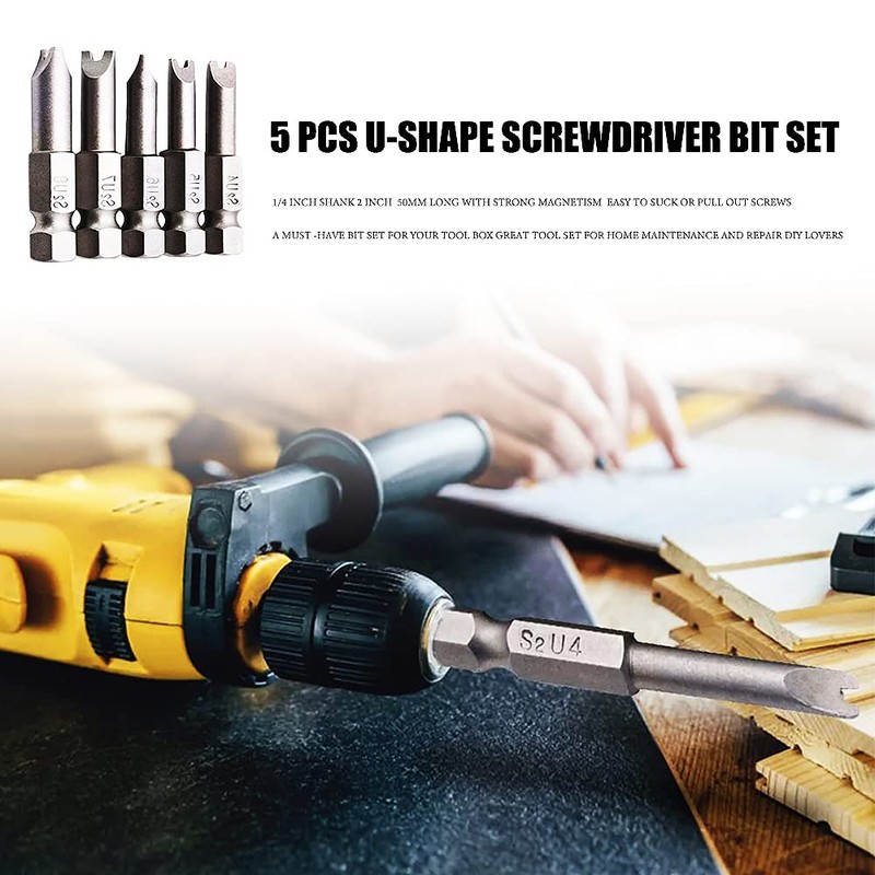 50MM Long Screwdriver Bits Set 5 PCS Magnetic U Type