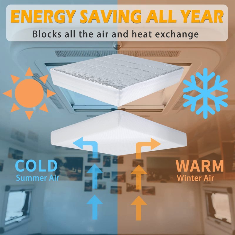 SIKADEER RV Vent Insulator 22"x14"x3", Universal Skylight Cover With Reflective