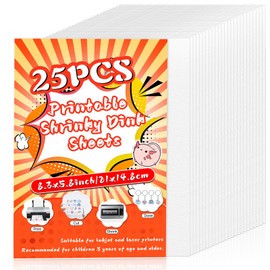 WOOWAIR Pack of 25 Shrink Films, Shrink Film Printable, Shrink Film for Crafts, Shrink Film Crafts, Shrink Plastic for Children for Marking, Creative DIY Crafts, 21 x 14.8 cm