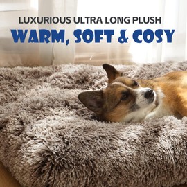 ULIGOTA Dog Bed Crate Pad Plush Soft Dog Crate Bed for Medium Dogs and Cats Washable Anti-Slip Kennel Crate Mats for Sleeping and Anti Anxiety M