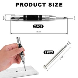 Aililong Centre Punch, Automatic Tool with 2 Replacement Tips for Metal, Wood, Glass and Steel Sheets, Pack of 2, 130 mm x 12 mm