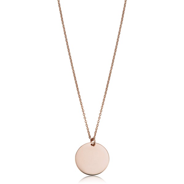 14k Rose Gold 10mm Round Disc Adjustable Length Necklace (adjusts