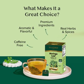 VAHDAM, Moringa Leaf Herbal Tea Bags (100 TB) Caffeine Free, Non-GMO | Vegetal, Light and Delicate | Premium Ingredients | Eco-Friendly Individually Wrapped Tea Bags | Direct from Source
