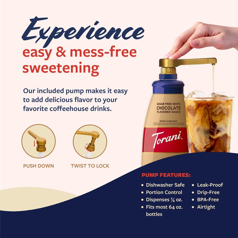 Torani Sugar Free White Chocolate Sauce for Crafting Coffeehouse Drinks,