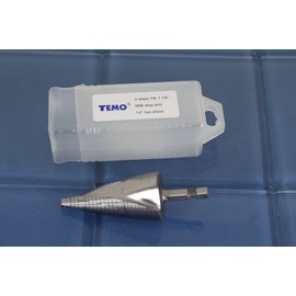 TEMO M35 Cobalt Step Drill Spiral Flute, Two Size: 7/8 Inch and 1-1/8 Inch, 1/4 Inch Hex Shank