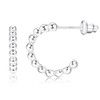 ZELORES Sterling Silver Huggie Hoop Earrings Dainty Beaded Hoop Earrings