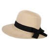 Women's Paper Braid Bow Accented Contrasting Sized Brim Sun Hat