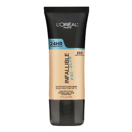 L'Oréal Paris, Base de maquillaje líquida de larga duración, Infallible 24h Pro-glow, Tono Creamy Natural 202, 30ml