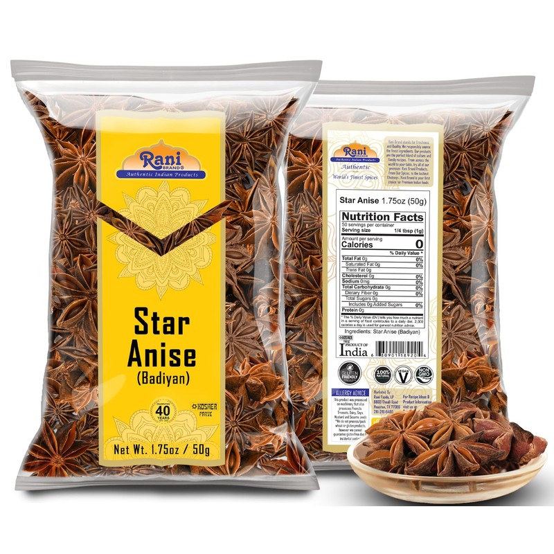 Rani Star Anise Seeds, Whole Pods (Badian Khatai) Spice 1.75oz
