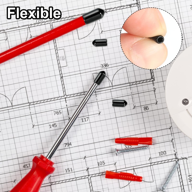 PATIKIL 8ミリメートルビニールラバーエンドキャップ 100個パック柔軟ボルトスクリューカバーキャップ丸いスレッドプロテクターキャップ金属チューブロッドボルト用 黒