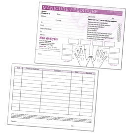 Manicure Pedicure Client Record Card - Treatment Consultation Form for Mobile Therapists & Salons A5 Pack of 50 - Landscape