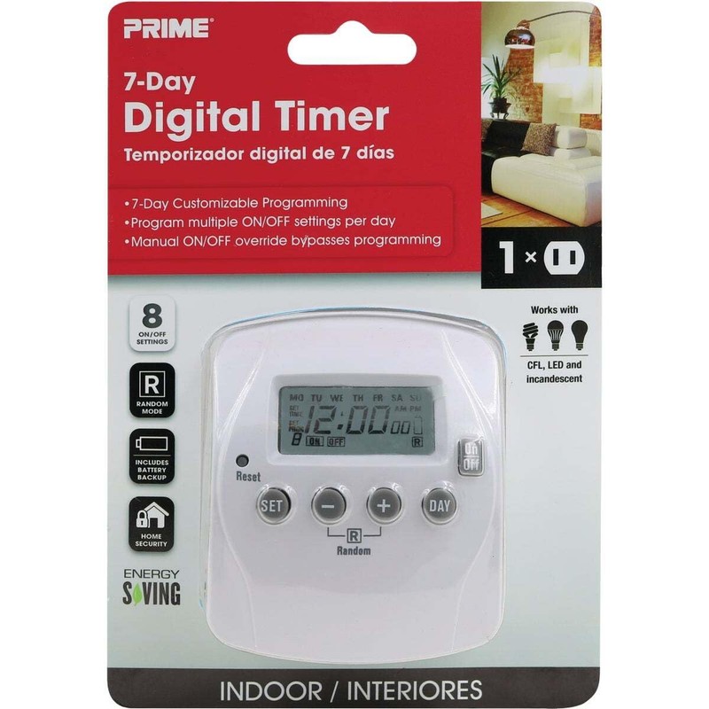 Prime Wire & Cable TND002 2-Outlet 7 Day Digital Timer