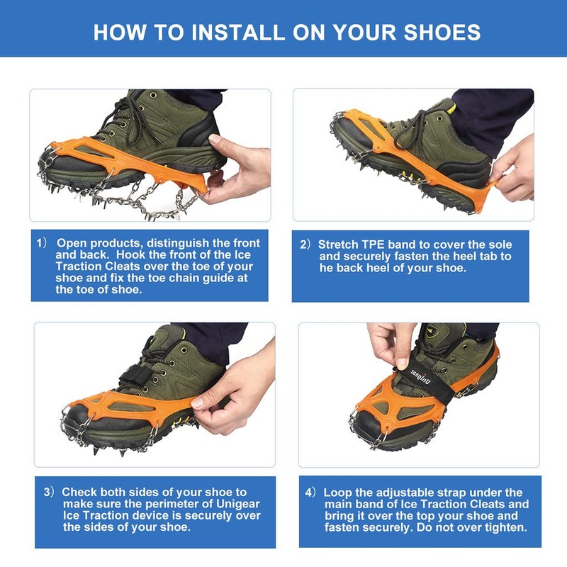 Unigear Mountain Shoe Crampons, Ice Spikes, Snow Chains, Stainless Steel
