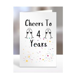 Cheers to 4 years, Anniversary Card, Birthday Gifts for Men, Women, Him, Her, Presents for Christmas, Work, Bestie, Friend, Colleague, Wife, Husband, A5-161_5