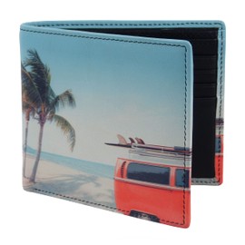 Kalmin Mala Leather Mens Slim Wallet Retro Camper Van Collection