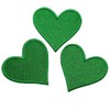 MISDONR 3pcs Green Heart Embroidered Iron on Patches for Clothing