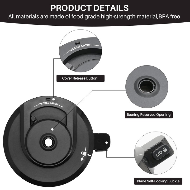 Outer Bowl Lid with Paddle Compatible with Ninja NC299AMZ/NC301/NC300 Series