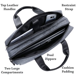 eBigValue 14 inch Laptop briefcase Messenger Sturdy Shoulder Bag with Large Front Pocket, Dual Padded Compartments