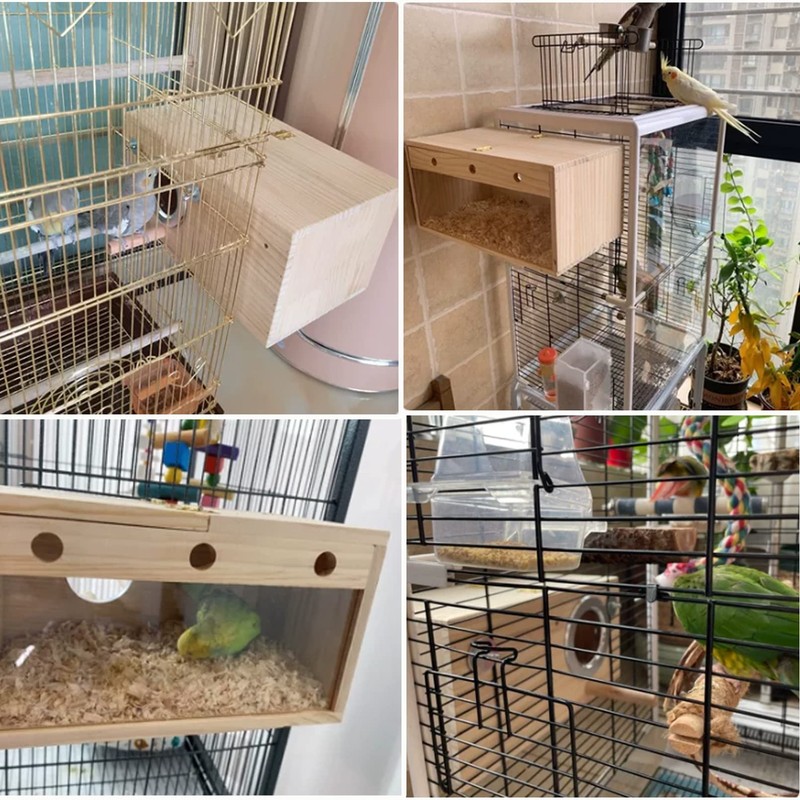 Tfwadmx Lovebird Nesting Box Transparent Bird Nest Box Wood Bird