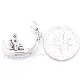 Blue*Bunny GONDOLA charm Venice Italy Boat Travel Pendant Sterling Silver 925 .925 3D