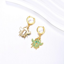 Grmdit Scarab Earrings S925 Sterling Silver Scarab Beetle Earrings Egyptian Scarab Jewelry Gifts for Women Men