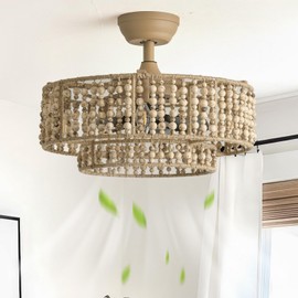 hummingbird Ceiling Fan with Light and Remote, 20'' Fandelier Ceiling Fan with Light, Boho Caged Ceiling Fan with Light Flush Mount for Bedroom, Living Room, Dining Room