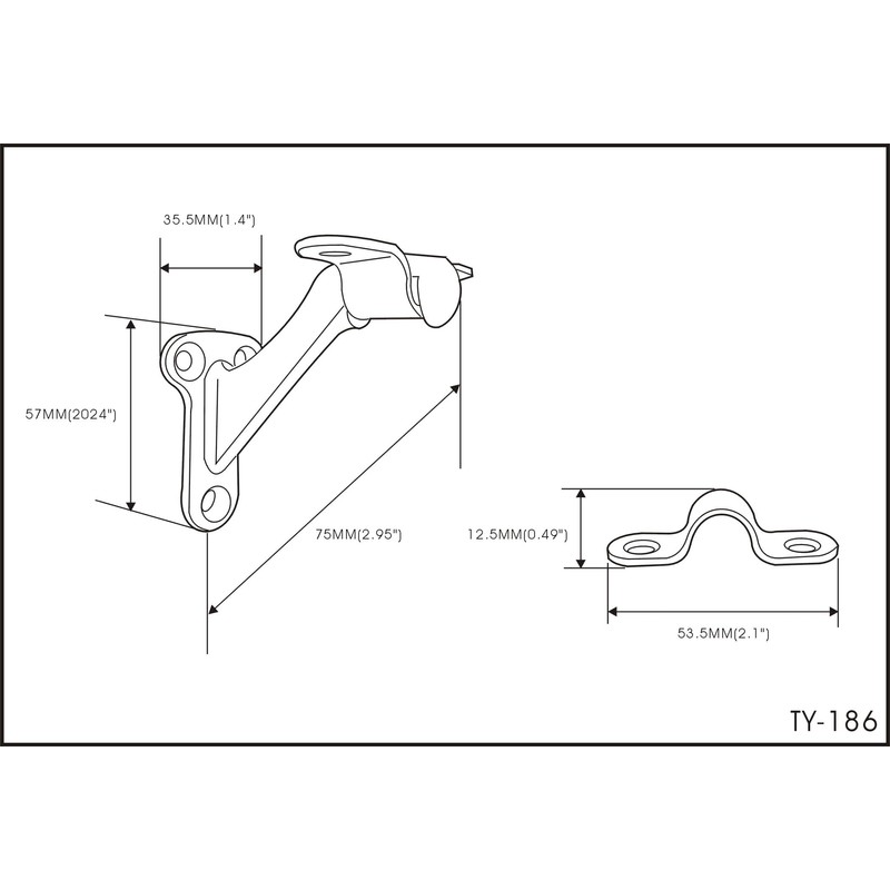 QCAA Heavy Duty Handrail Bracket, 3", Stair Railing Bracket for